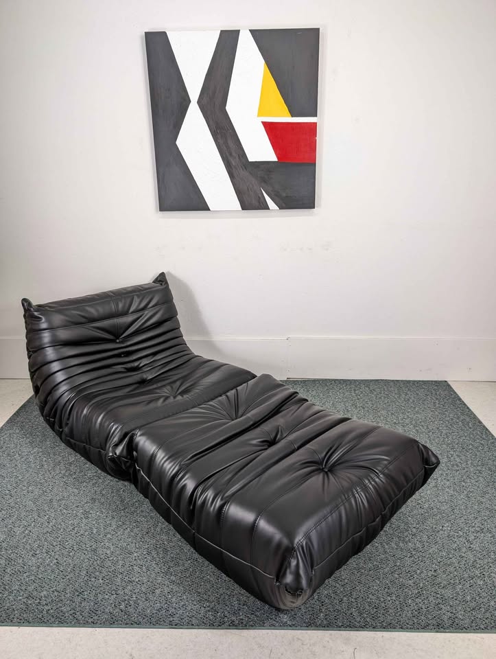 Cool MCM Style 4 Piece Black Togo Modular Lounge Couch Sofa Set
