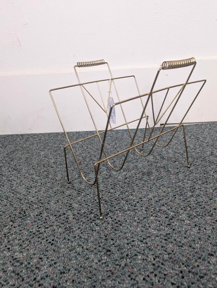 Various Vintage Brass or Black Vinyl, Magazine, Book Rack