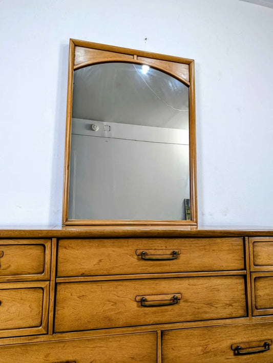 MCM Light Walnut Framed Meridian Collection Mirror by Drexel