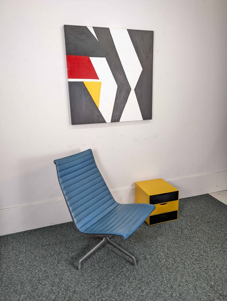 MCM Vintage Blue Herman Miller Aluminum Group Swivel Chair