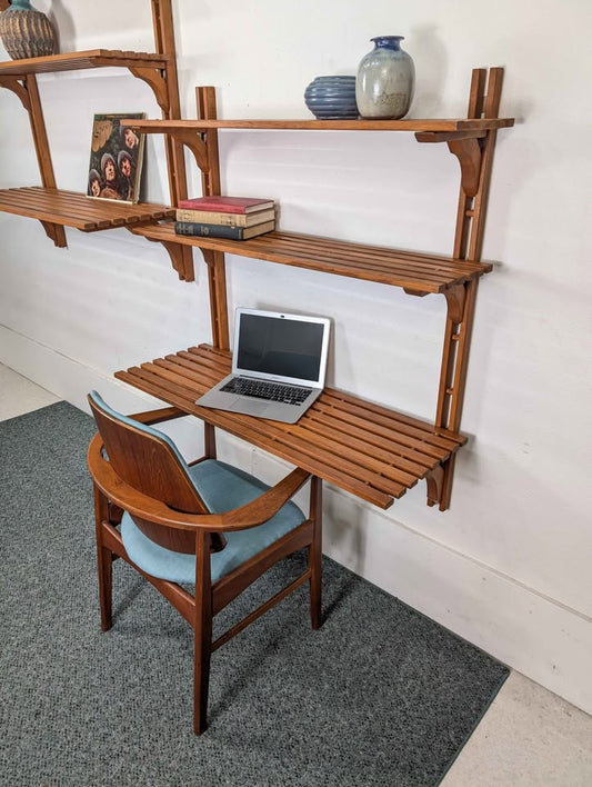 Danish Modern MCM Modular Teak Wall Shelf Unit