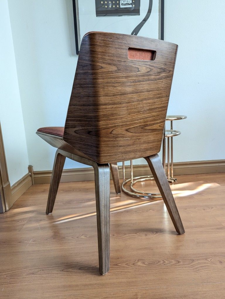 Cool Orange Upholstered MCM Style Bentwood Chair