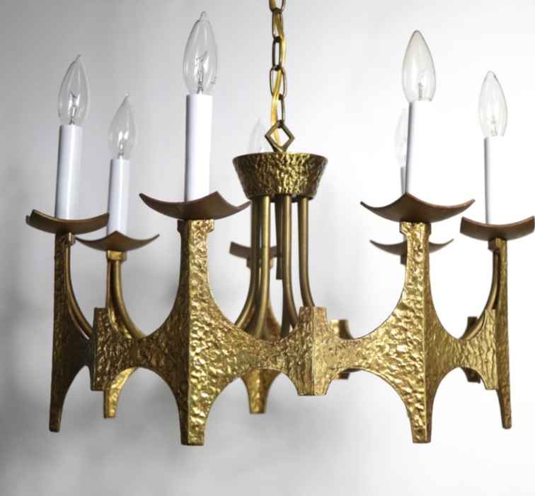 MCM Vintage Brutalist Chandelier by Moe Bridges