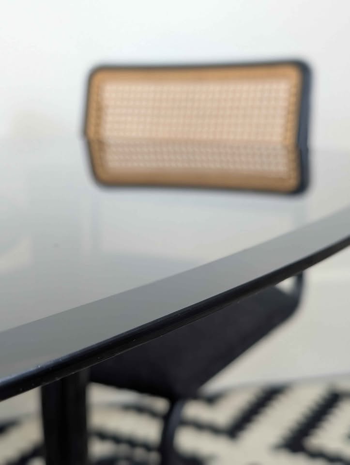 Cesca Style Dining Table w/ Smoked Glass & 4 Cantilever Chair Set