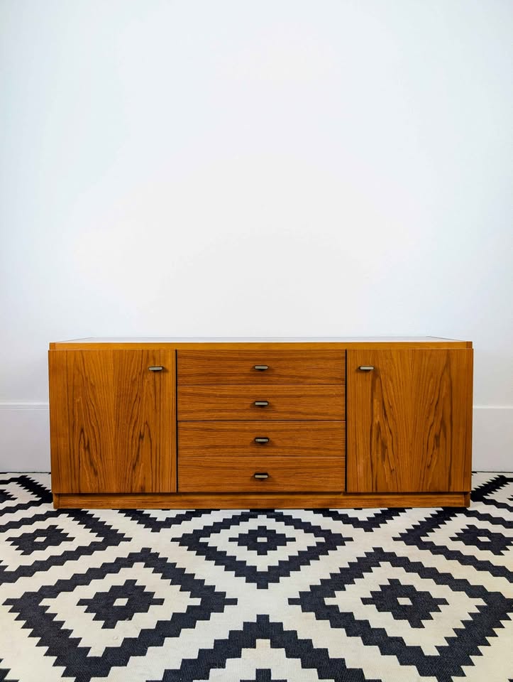 Danish Modern Teak Record Player Stand & Storage Credenza
