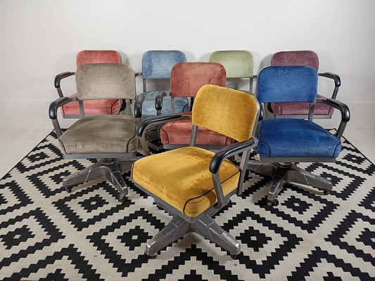 Velvet MCM Tanker Desk Chairs by Chromcraft
