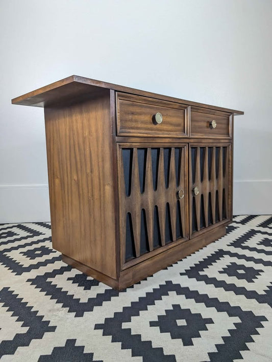Gorgeous MCM American Walnut Brutalist Bar / Credenza / Buffet by Young