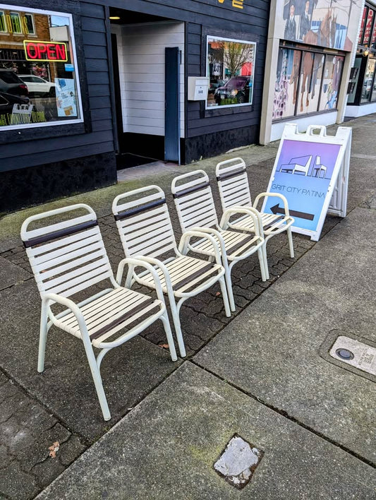 Vintage Set of 4 Vinyl Strap Patio Chairs