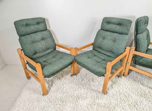 Vintage Scandinavian Style High Back Teak & Chrome Dining Chairs