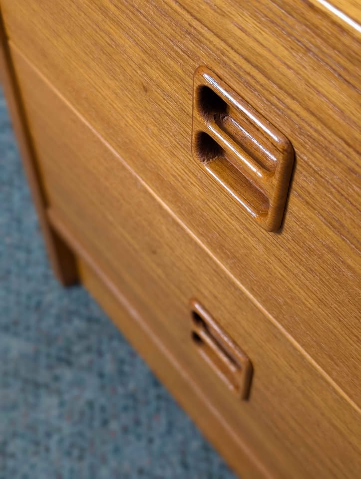Danish Modern Teak Record Player Stand, Shelf & Vinyl Storage