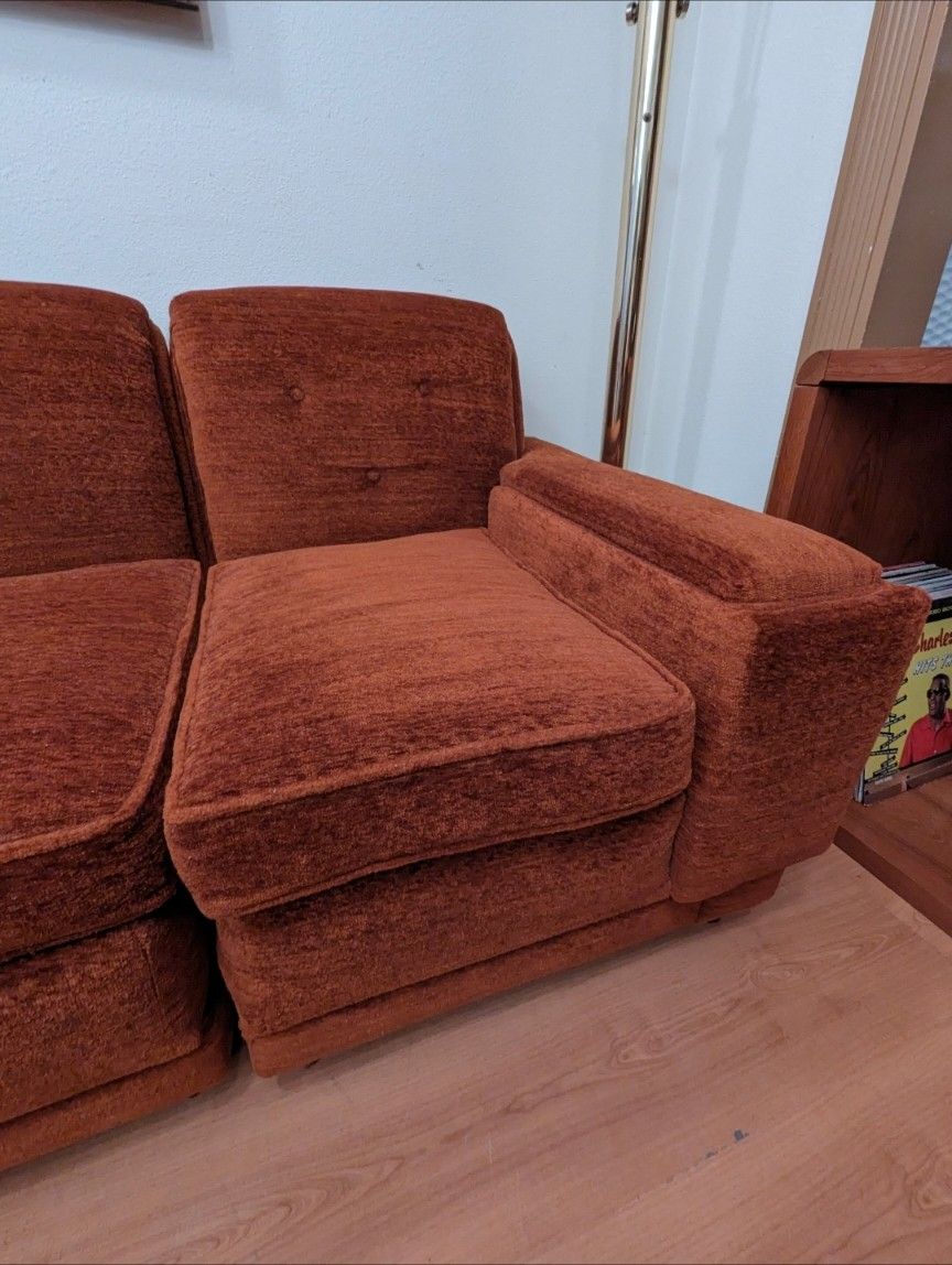 Stunning MCM Modular Burnt Orange Velvet Couch
