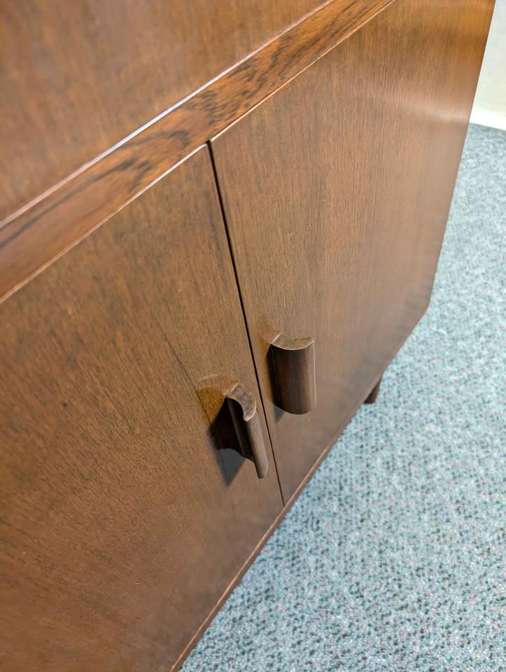 Mid Century Modern Walnut Light Up Bar Cabinet