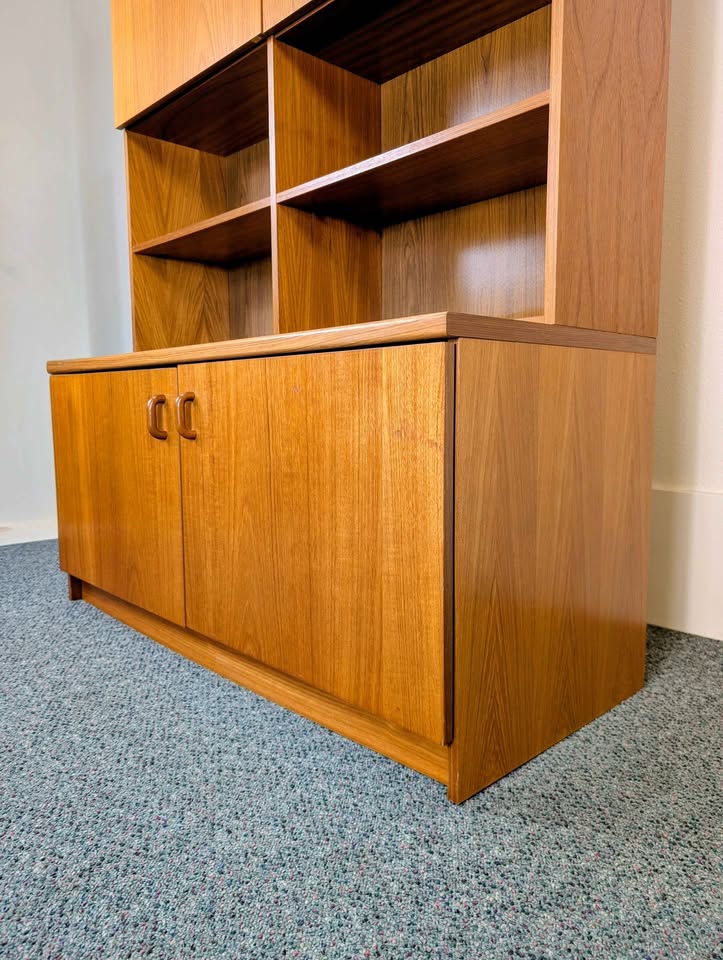 Danish Modern Teak Record Player Credenza w/ Hutch