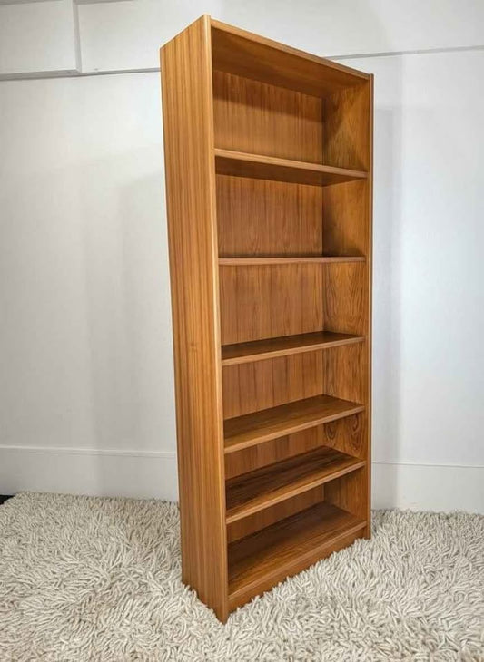 Large 6 Tiered Danish Modern Teak Bookcase