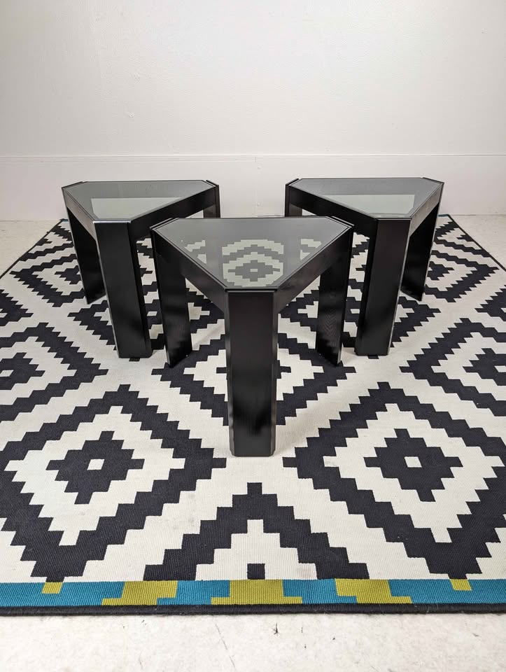 Italian Set of Black Little End / Coffee Tables by Porada Arredi
