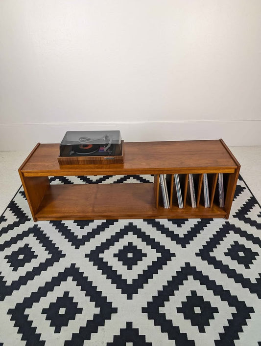 Danish Modern Teak Record Player Stand & Vinyl Storage