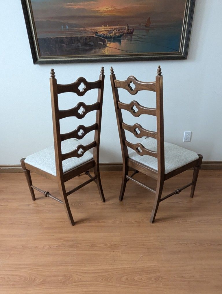 Vintage Mid Century Clover Ladder Back Set Of 4 Dining Chairs