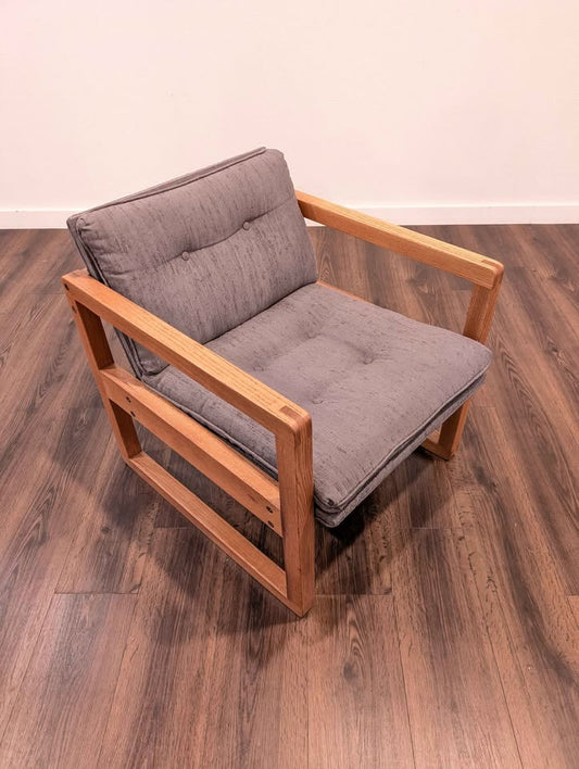 Mid Century Modern Refinished Lounge Chair w/ Gray Upholstery