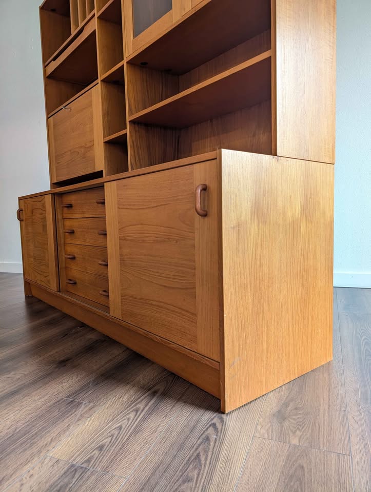Danish Modern Teak Credenza w/ Hutch by Domino Mobler