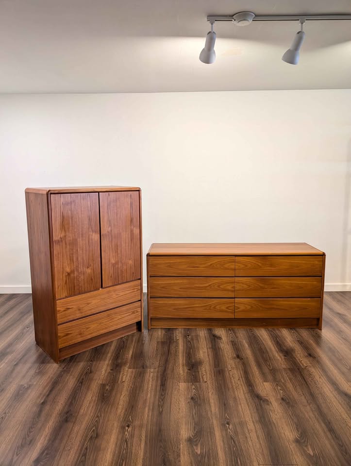 Danish Modern Teak Armoire Dresser