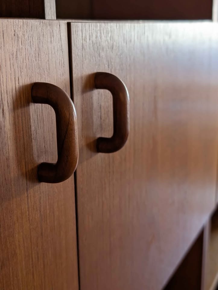 Danish Modern Teak Pair of Hutch Top Credenzas