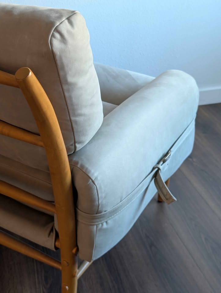 Sage Suede MCM Style Lounge Chair & Ottoman by Anthropologie