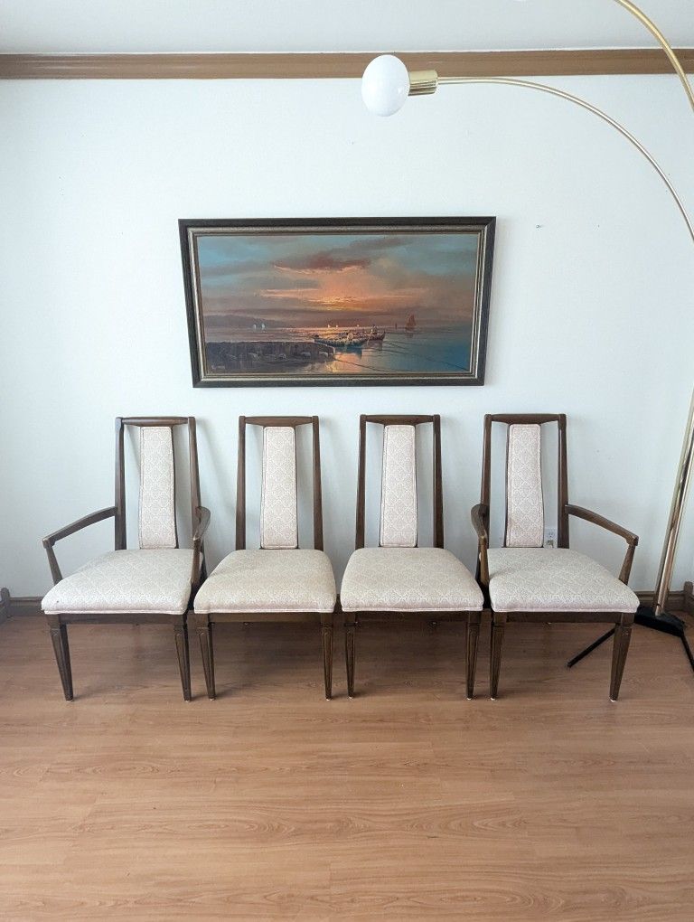 Vintage Set Of 4 MCM Walnut Dining Chairs