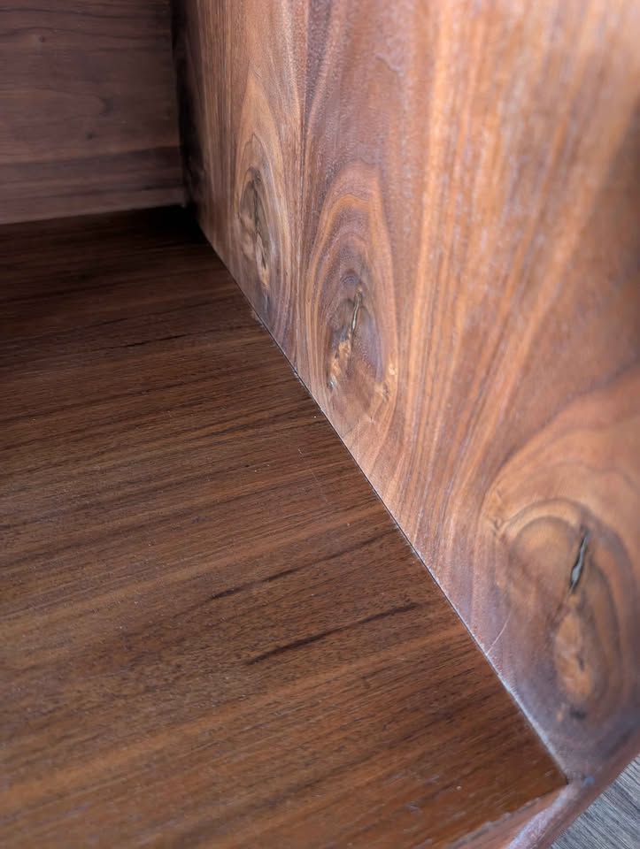 Danish Modern Walnut Record Player Credenza & Vinyl Storage