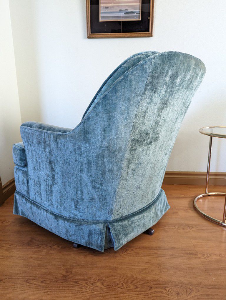 Mid Century Velvet Rocker / Tufted Back Vintage Boho Rocking Chair