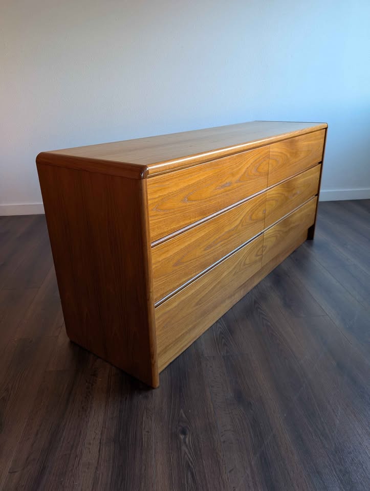 Danish Modern Teak 6 Drawer Lowboy Dresser
