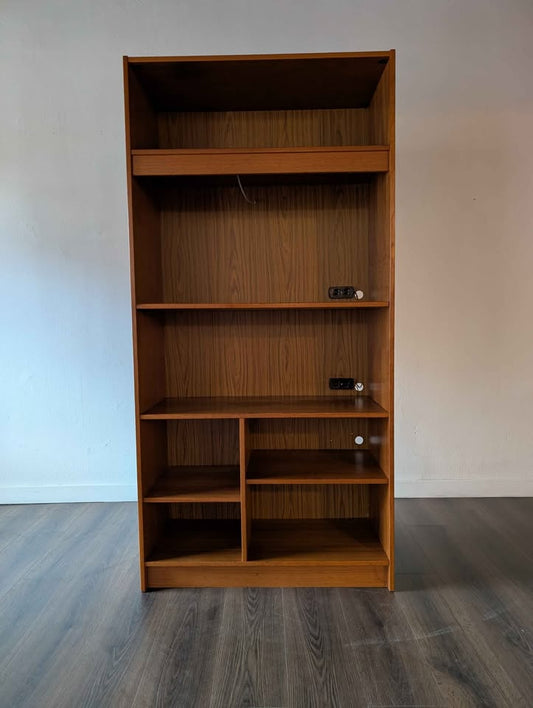Danish Modern Teak Light up Media Shelf