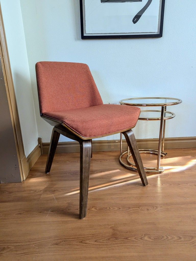 Cool Orange Upholstered MCM Style Bentwood Chair