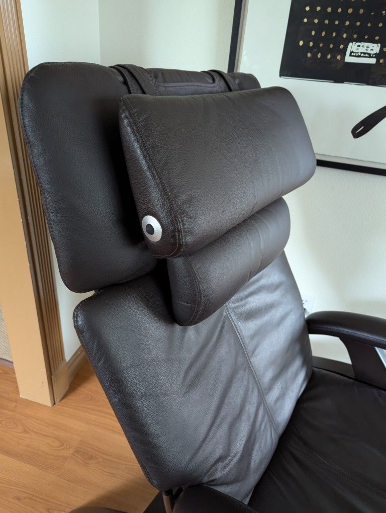 Brown Leather Perfect Chair Zero Gravity Recliner by Human Touch