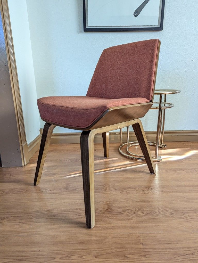 Cool Orange Upholstered MCM Style Bentwood Chair