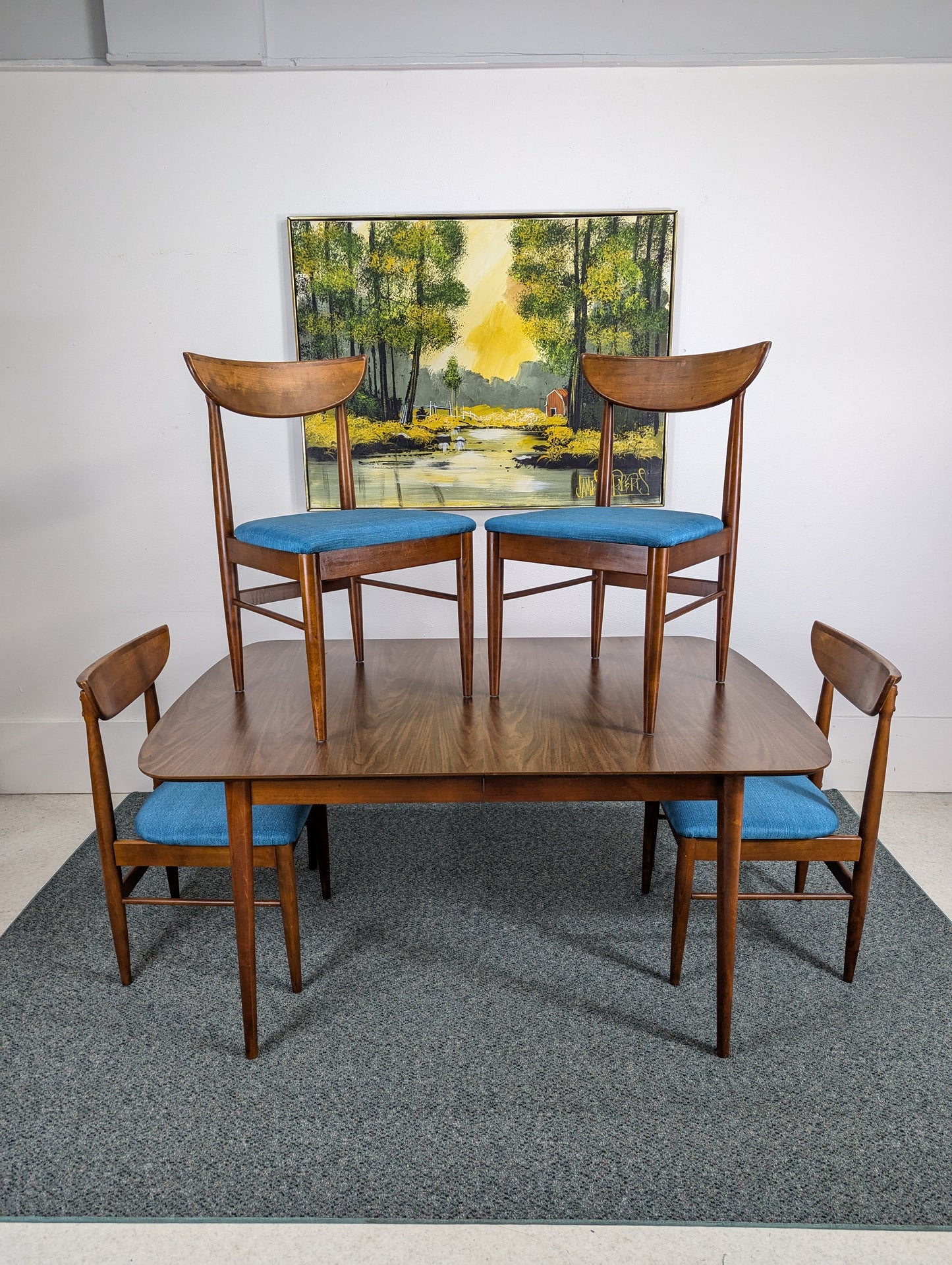 MCM Perception Collection Walnut Dining Table Set by Lane