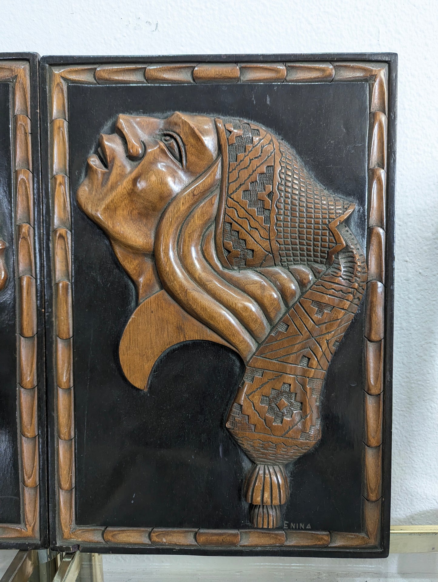 Vintage Wood Carved Mayan Native American Wall Art