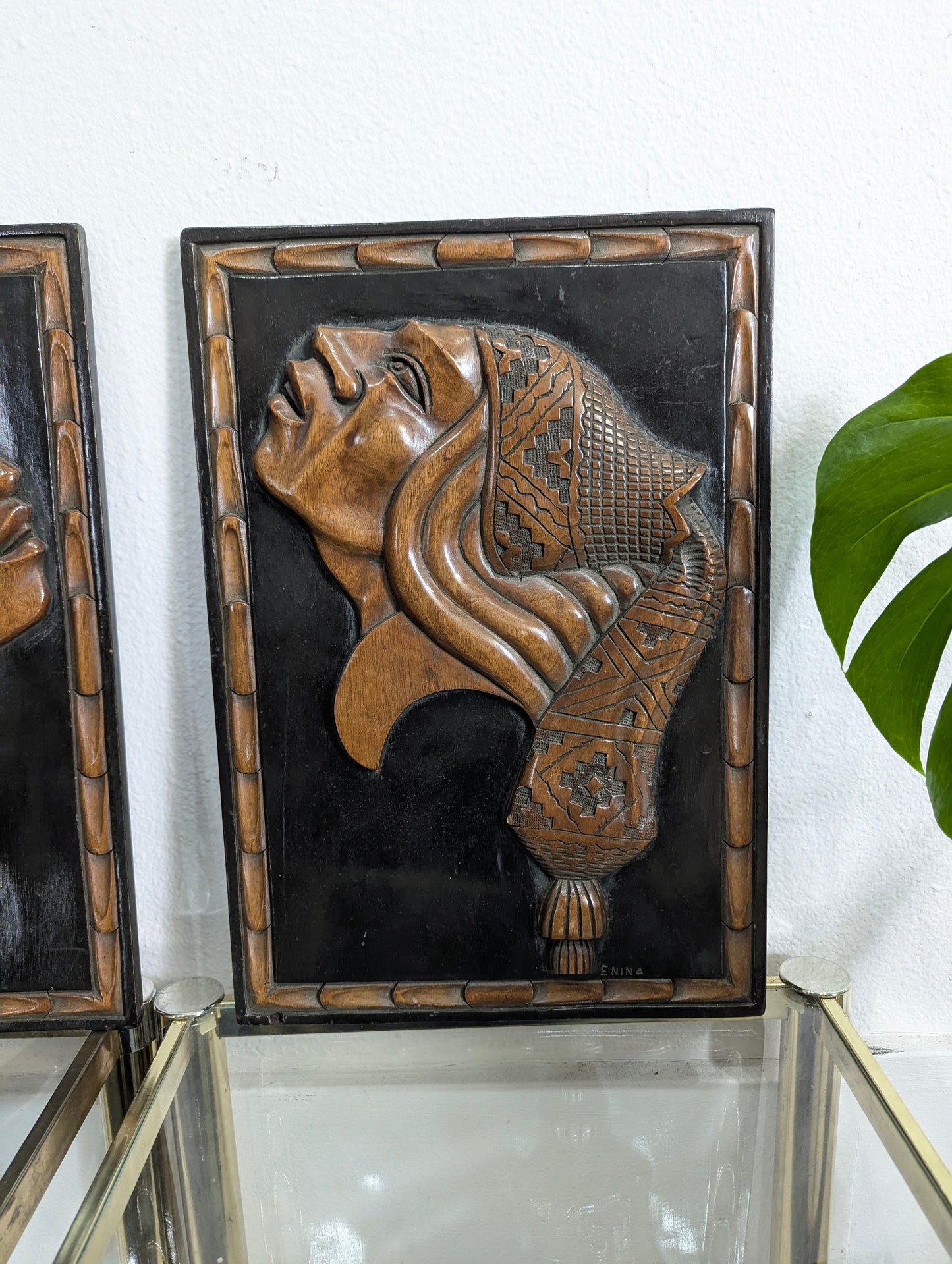 Vintage Wood Carved Mayan Native American Wall Art