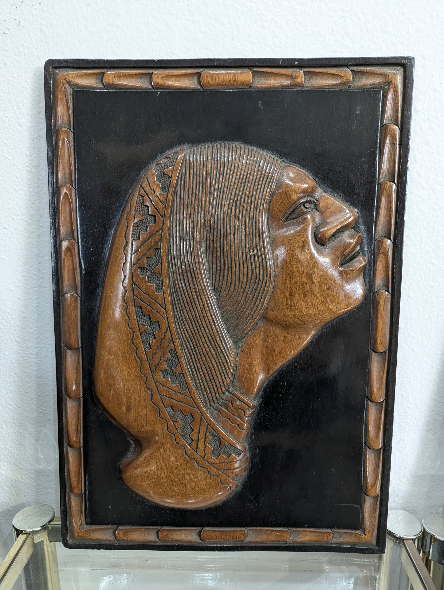 Vintage Wood Carved Mayan Native American Wall Art