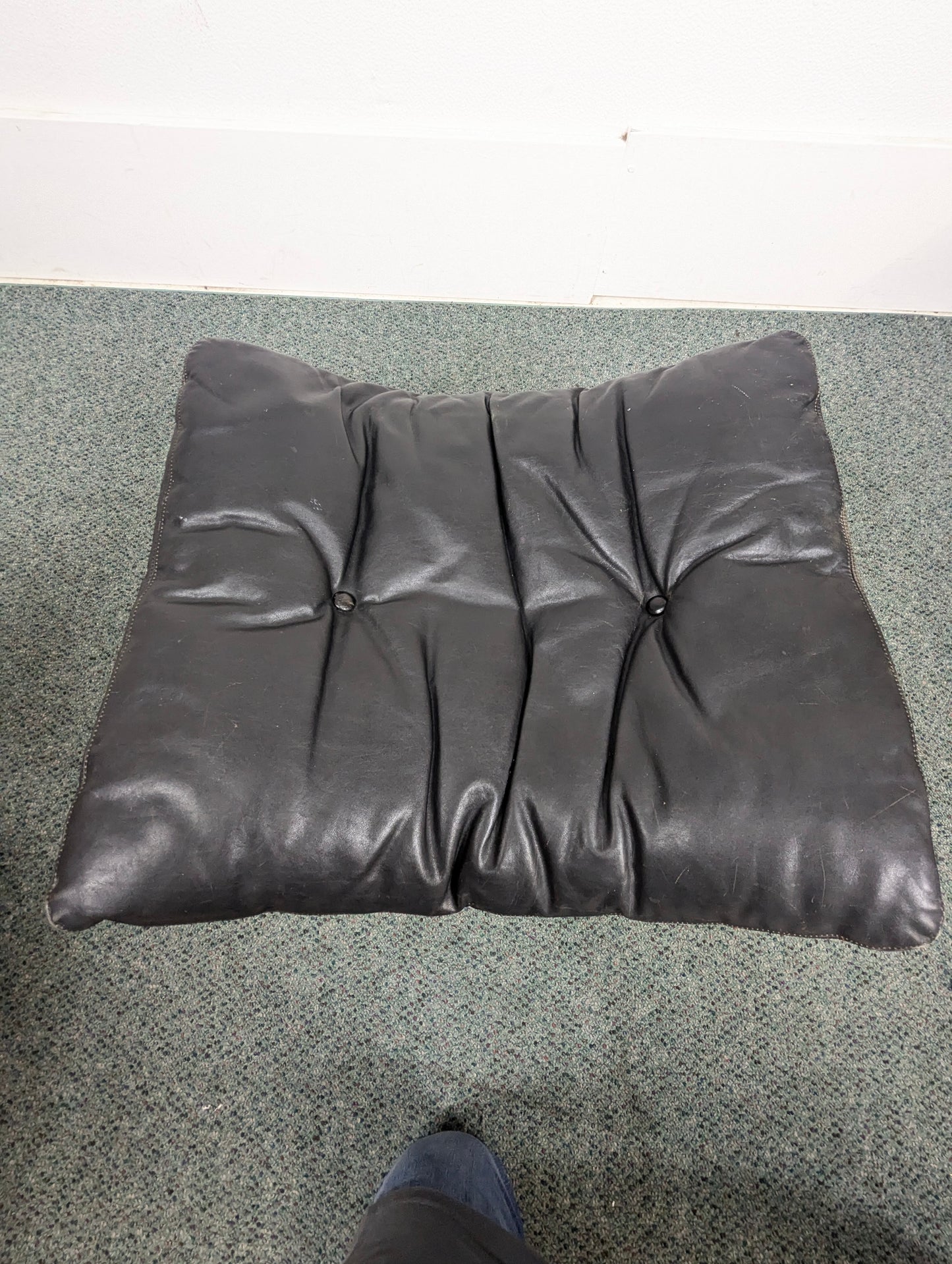 Vintage Westnofa Siesta Black Leather Ottoman Footstool
