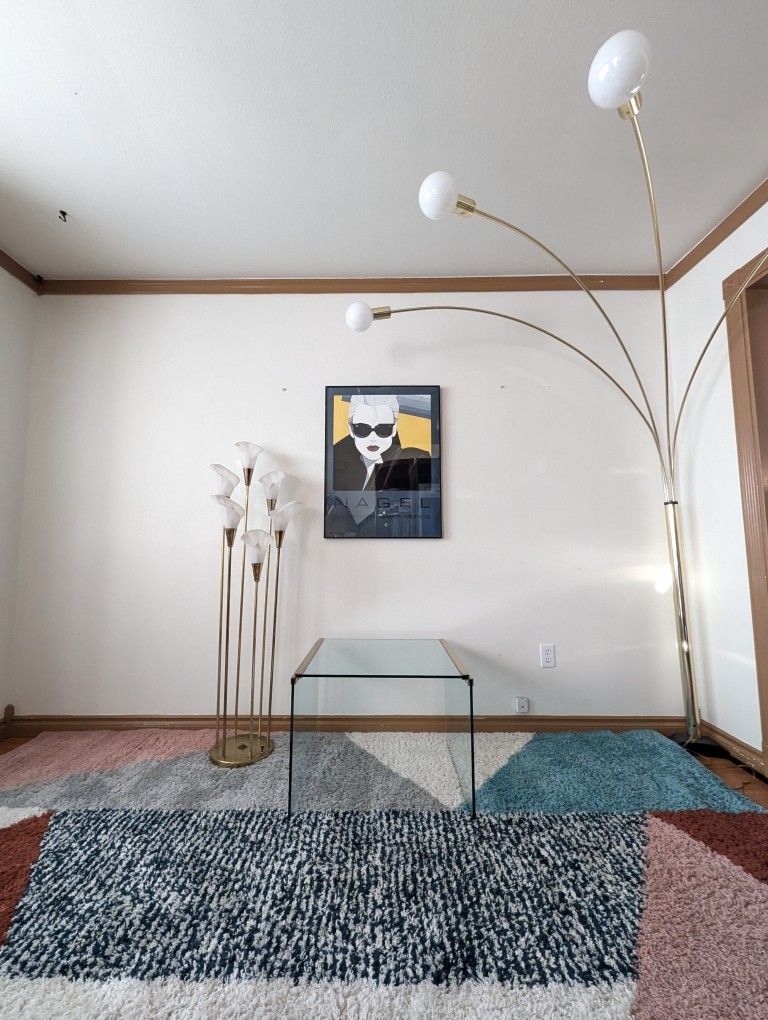 Vintage Glass & Brass Coffee / End Table by Leon Rosen For Pace