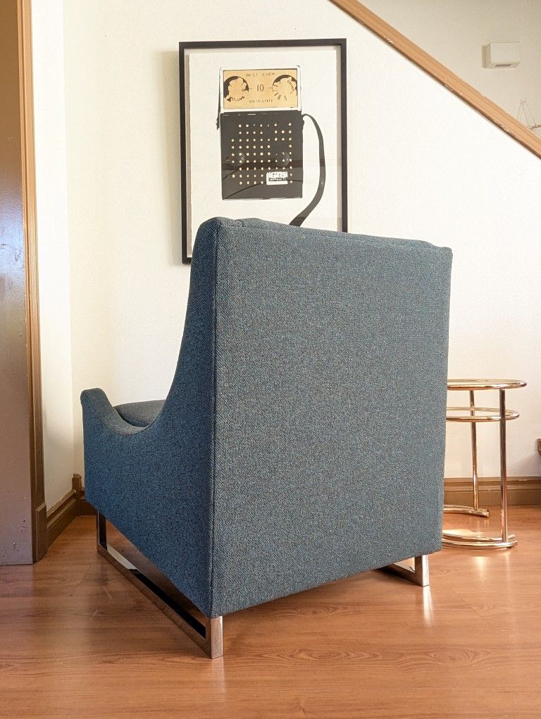 MCM Green Tweed & Chrome Lounge Chair by Flexsteel