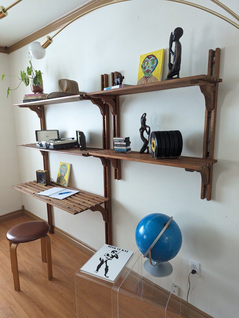Vintage MCM Modular Wall Unit Desk & Display Shelf / Bookshelf / Shelves