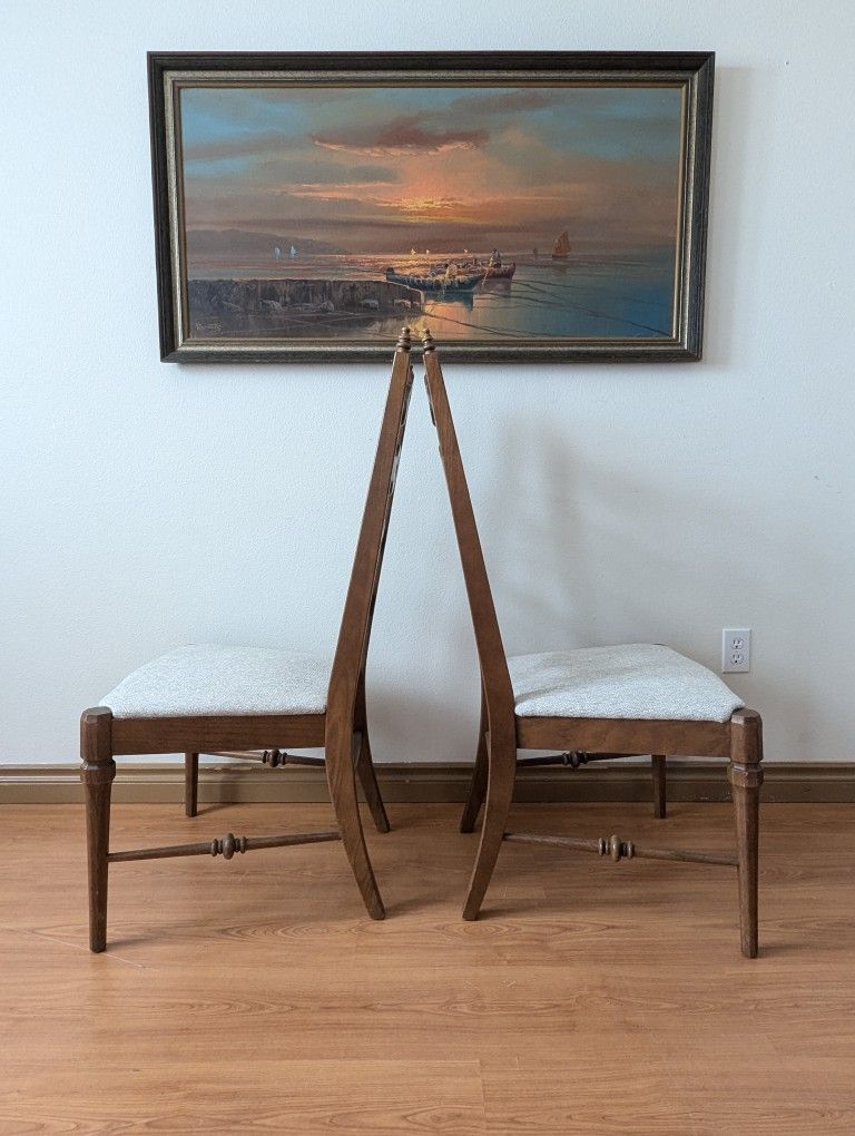 Vintage Mid Century Clover Ladder Back Set Of 4 Dining Chairs