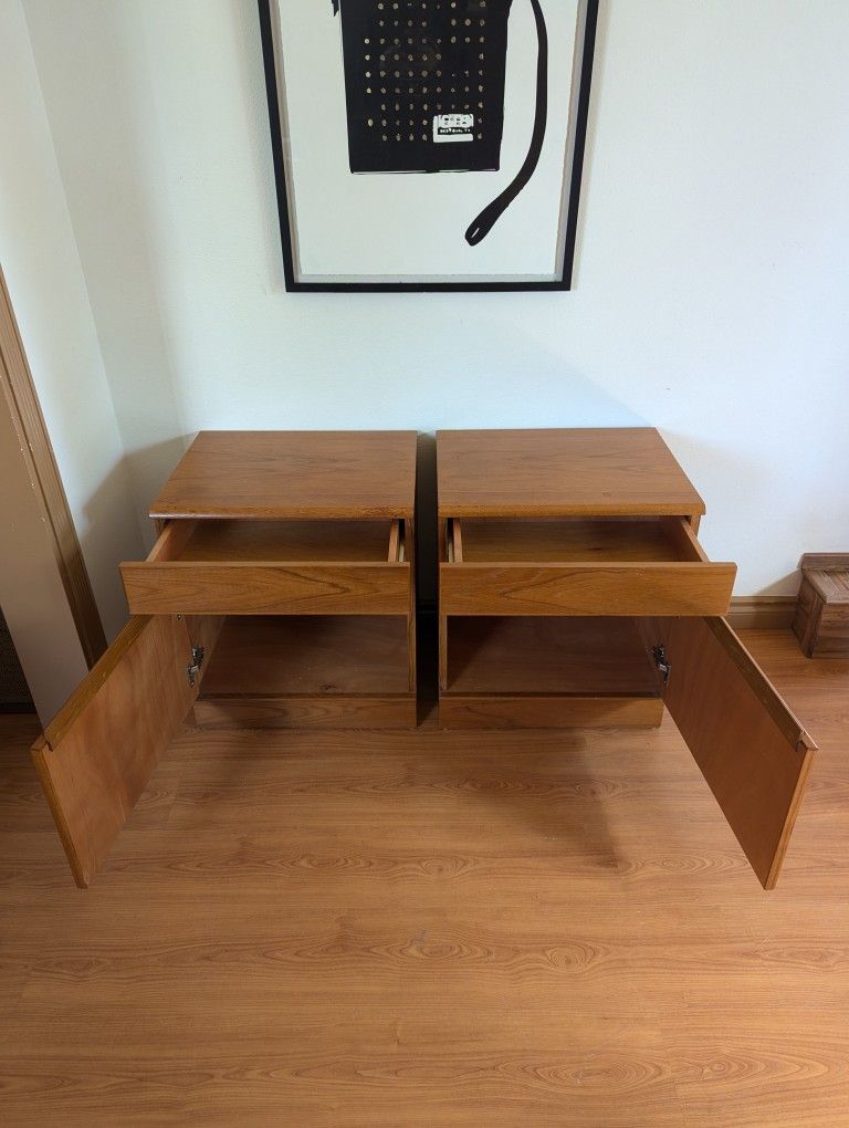 Pair of Mid Century Danish Modern Teak Nightstands by Nordic Home