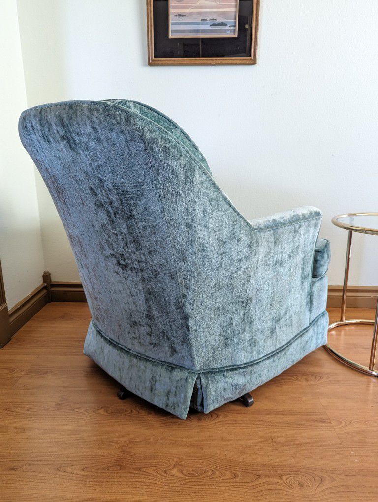 Mid Century Velvet Rocker / Tufted Back Vintage Boho Rocking Chair