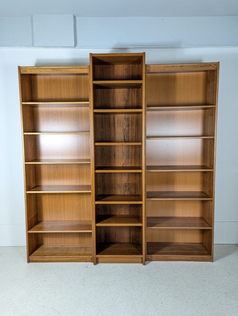Danish Modern 3 Piece Teak Bookshelf Wall Unit by Dania