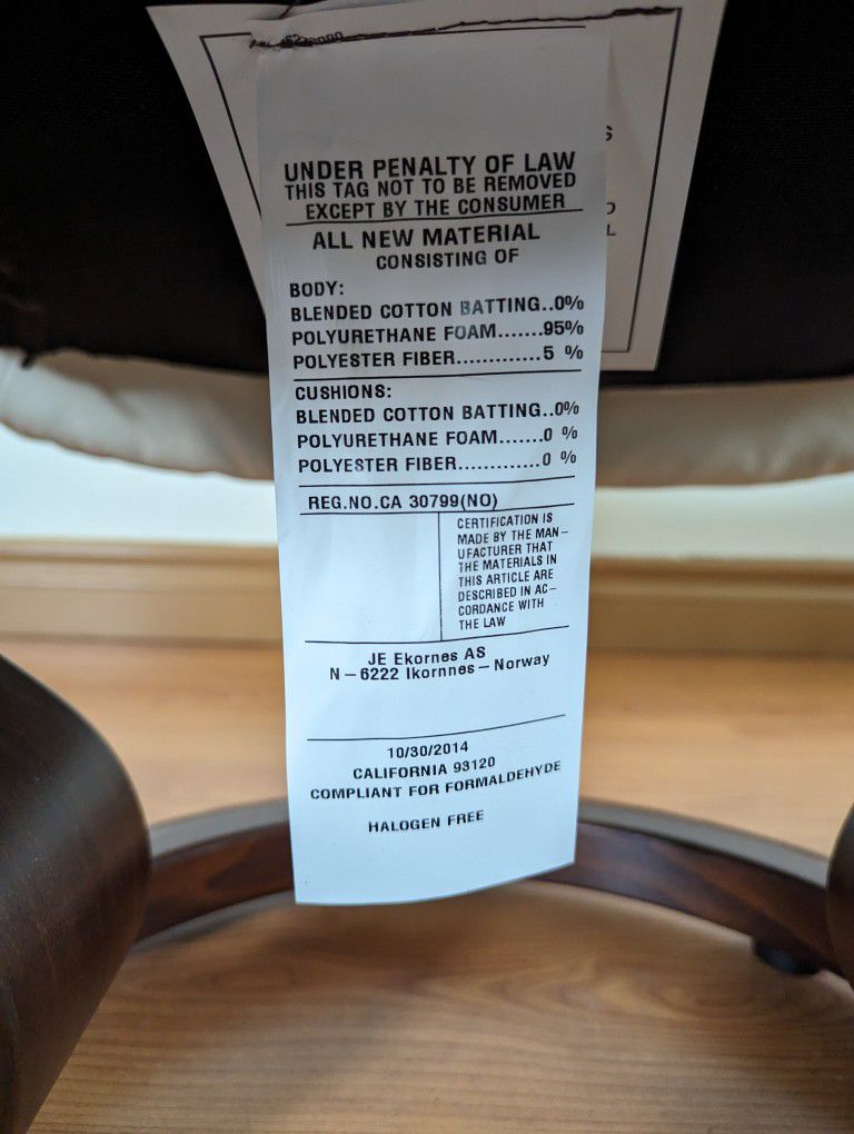 Ekornes Stressless Magic Collection White Paloma Leather Ottoman for Recliner Chair