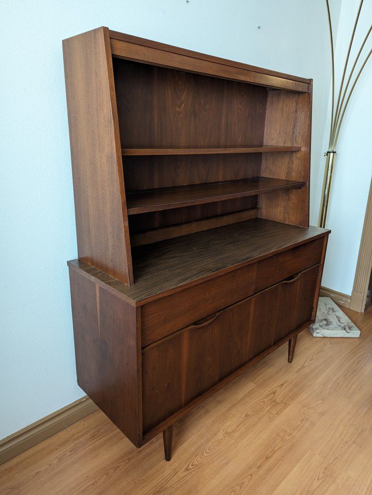 MCM Record Player Stand / Walnut Buffet Credenza Cabinet