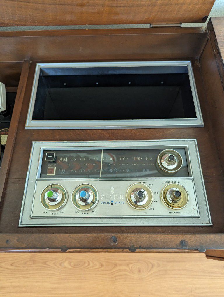 MCM Vintage Record Player Cabinet w/ Louvered Doors