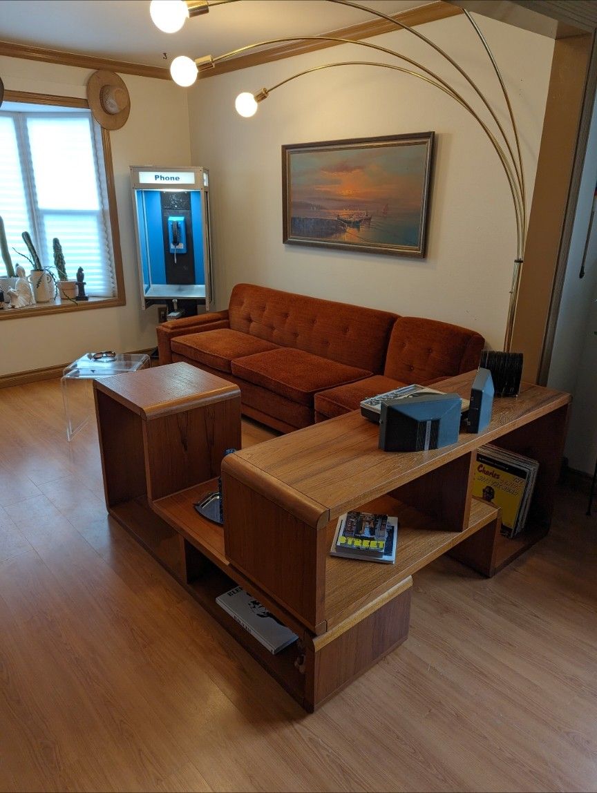 Stunning MCM Modular Burnt Orange Velvet Couch